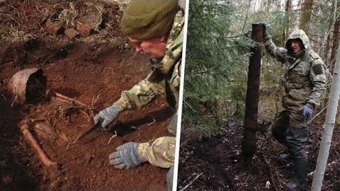 EXCAVATION OF A WWII SOLDIER AND A 120 mm MORTAR / WW2 METAL DETECTING