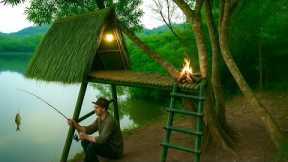 Building a Bamboo Tree House | Solo Survival in the Jungle & Fishing