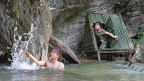 Buildshelterdeepin the forest, stream fishing skills, cooking, survival in nature, linh tân Building
