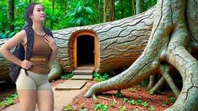 90 Days of Building Tree House, Secret Dugout - Bushcraft Skills. Great Survival Trip