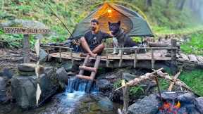3 DAYS solo survival CAMPING; Catch and Cook, Fishing, Quail. Bushcraft Skills. Tent Shelter