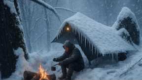Can I Survive Freezing Forest with Just a Survival Shelter Tarp? -18°C Snowstorm, No gear,No Bag