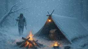 Extreme Winter Survival in the Rain and Snow | Alone at -14°C with No Gear – Just Fire