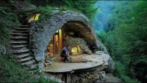 Lost Alone in the Forest | Primitive Survival Journey Begins with a Hidden Stone Shelter
