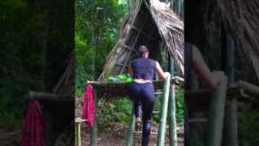 Survival😱😥 Skills✅ build STOVE in the camping wildernes shelter #survival #camping#bushcraft#shorts