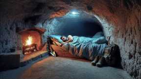 I built a Bushcraft underground survival shelter, heated bed system, rat pizza