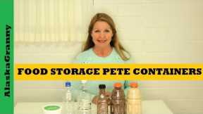 Prepper Pantry Food Storage Food in Recycled Plastic Containers PETE Bottles