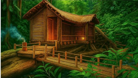 The Full Challenge: I Built a Bushcraft Survival House on a Fallen Giant Tree.