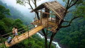 200 Days Survival Alone - CEO leaves City to Forest and build A Bamboo Tree House for Shelter