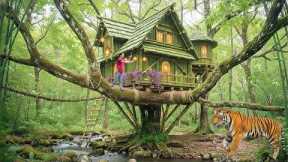 I Spent 17 Days Building a Tree House - Jungle Survival Skills to Face the Big Tiger