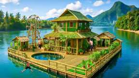 365 Days Building a Massive Floating Bamboo House with a Pool on the River Using Primitive Tools