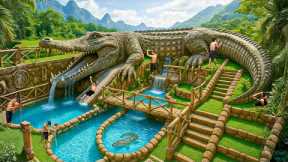 365 Days Building a Massive Crocodile House with an Underground Pool Using Primitive Tools