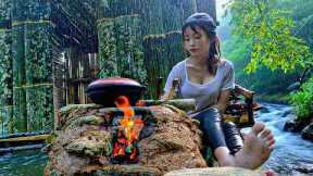 Survival skills in the wild - Building a bamboo house in the wilderness