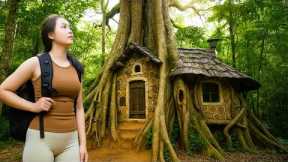 Unbelievable Survival Skills - Building a Safe and Cozy Bushcraft Shelter inside an Ancient Tree