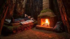 Building a Secret Dugout in a Large Tree Stump | Bushcraft, Survival Skills