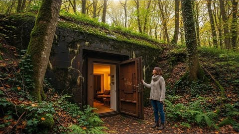 Living Underground - Abandoned Army Bunker Turned into an Incredible Survival House in Forest 