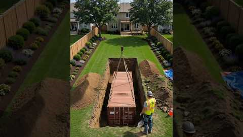 Building Secret Underground Room From Shipping Container in my backyard lawn