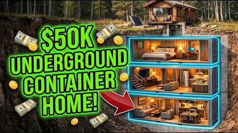 $50K Underground Container Home Hidden Beneath a Cabin | Incredible Cutaway Build