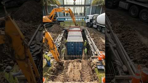 They Buried a Shipping Container… Then THIS Appeared Underground🤯🏚️⬇️#shorts #viral#undergroundhouse